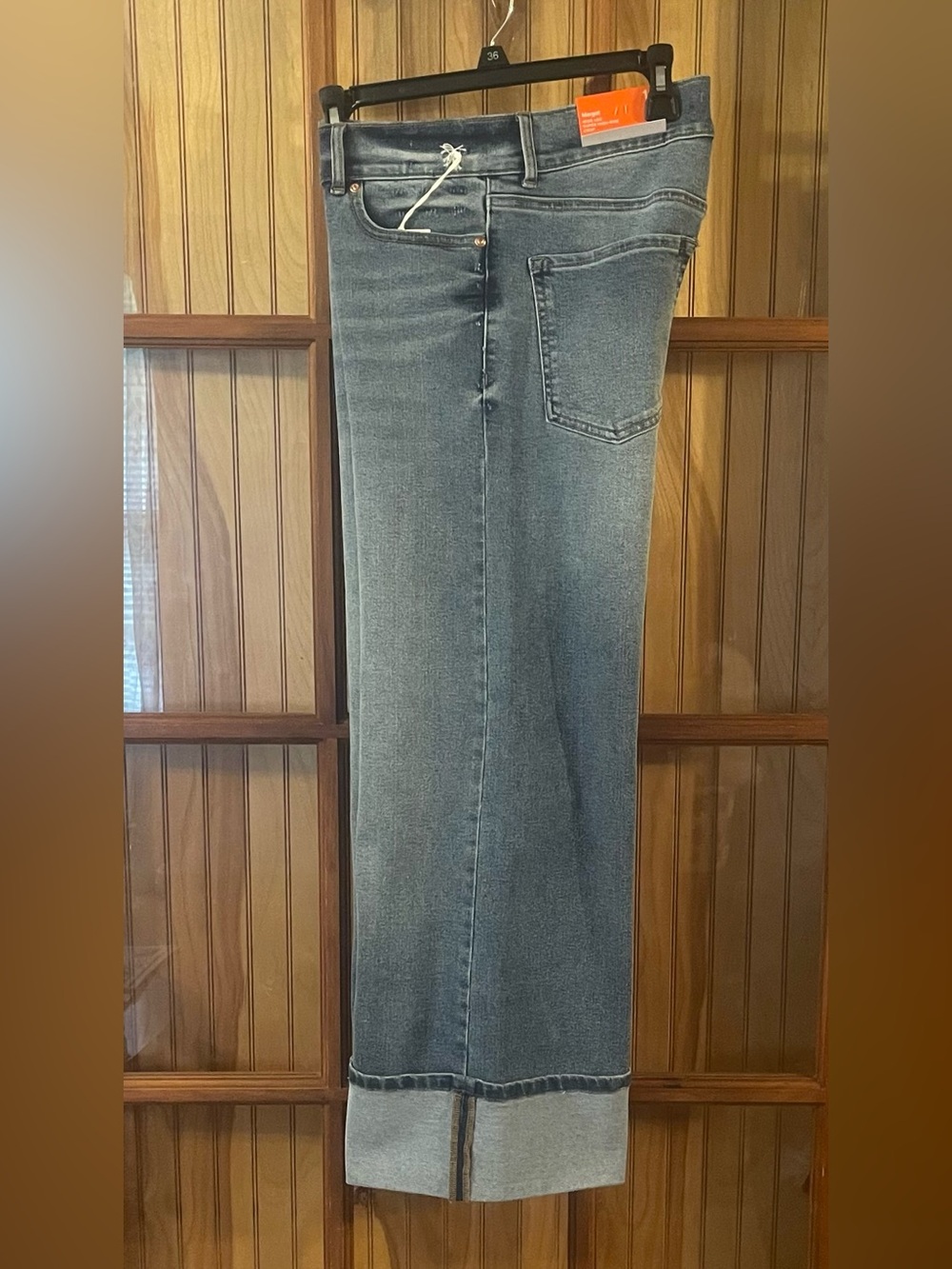 Wide Leg Crop Cuffed Blue Jeans - Picture 4 of 4
